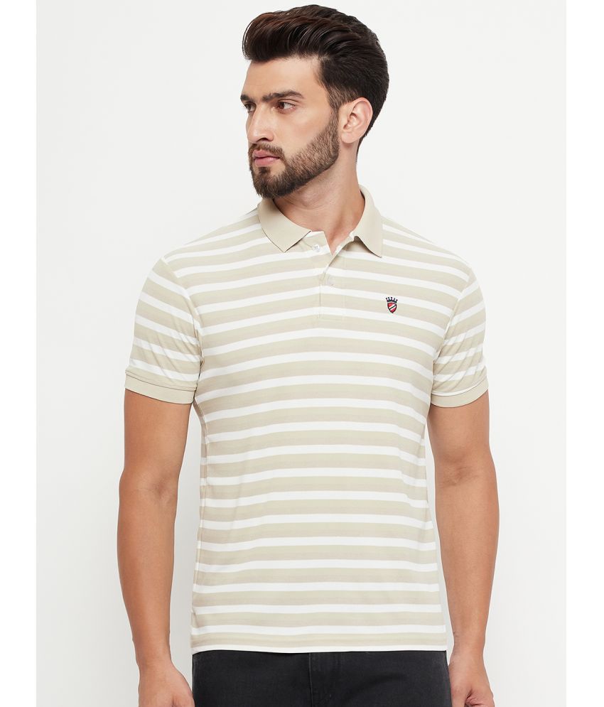     			RELANE Cotton Blend Regular Fit Striped Half Sleeves Men's Polo T Shirt - Beige ( Pack of 1 )