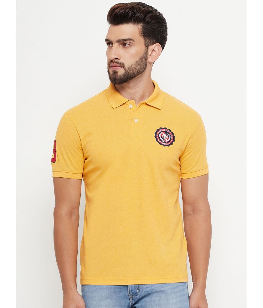     			RELANE Cotton Blend Regular Fit Solid Half Sleeves Men's Polo T Shirt - Mustard ( Pack of 1 )