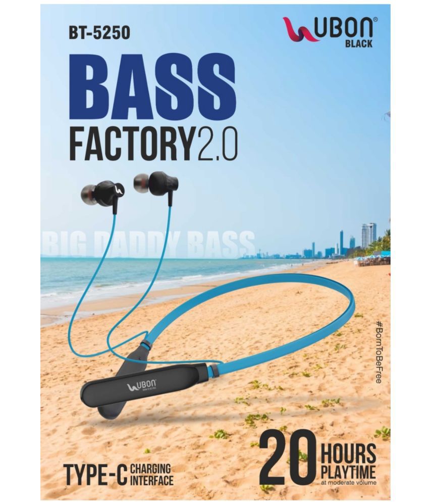     			UBON BT-5250 Bluetooth Bluetooth Neckband On Ear 20 Hours Playback Active Noise cancellation IPX4(Splash & Sweat Proof) Blue