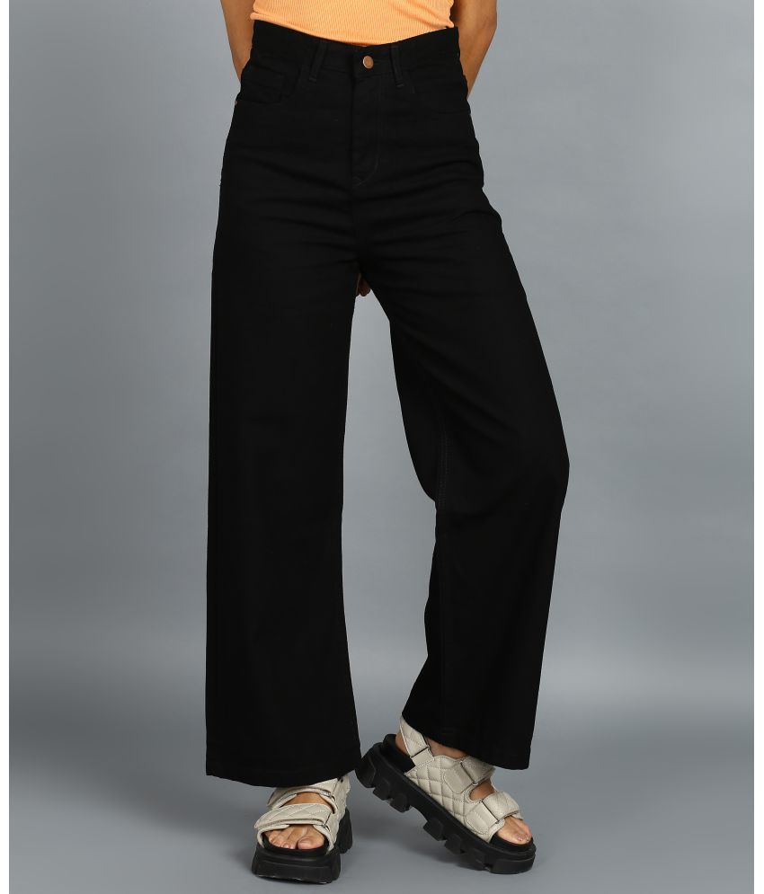     			Urbano Fashion - Black Denim Wide Leg Women's Jeans ( Pack of 1 )