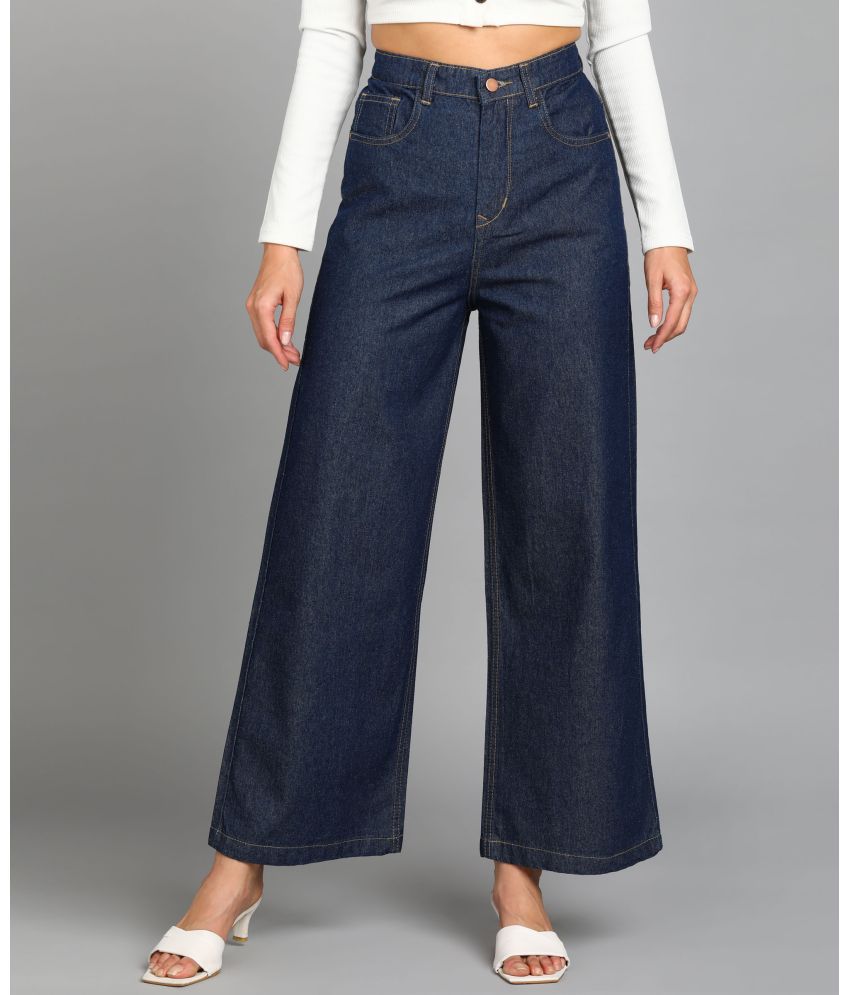     			Urbano Fashion - Navy Blue Denim Wide Leg Women's Jeans ( Pack of 1 )