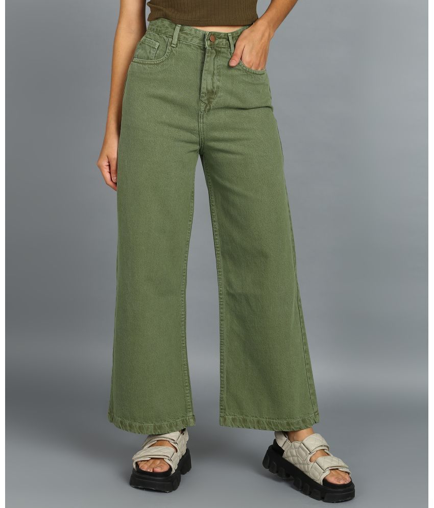     			Urbano Fashion - Olive Denim Wide Leg Women's Jeans ( Pack of 1 )