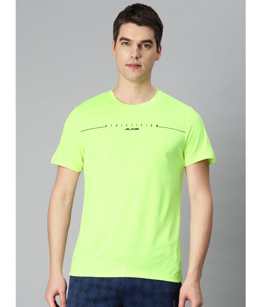     			Alcis Fluorescent green Polyester Slim Fit Men's Sports T-Shirt ( Pack of 1 )