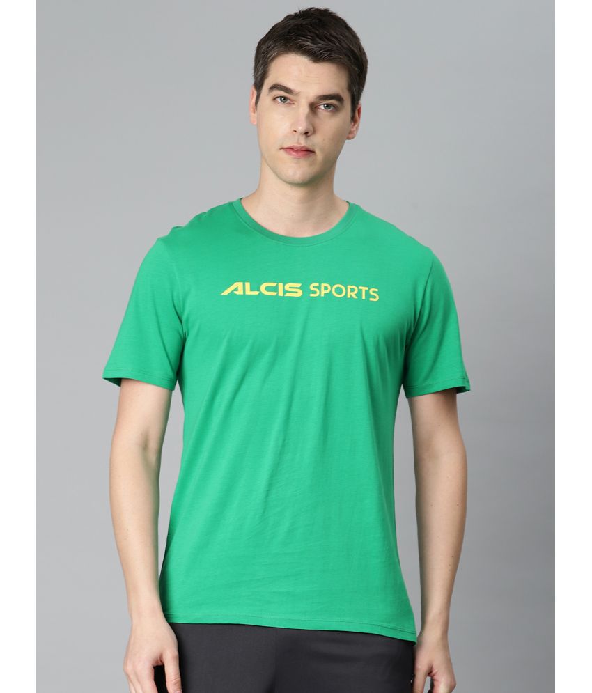     			Alcis Green Cotton Regular Fit Men's Sports T-Shirt ( Pack of 1 )