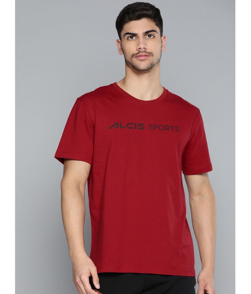     			Alcis Red Cotton Regular Fit Men's Sports T-Shirt ( Pack of 1 )