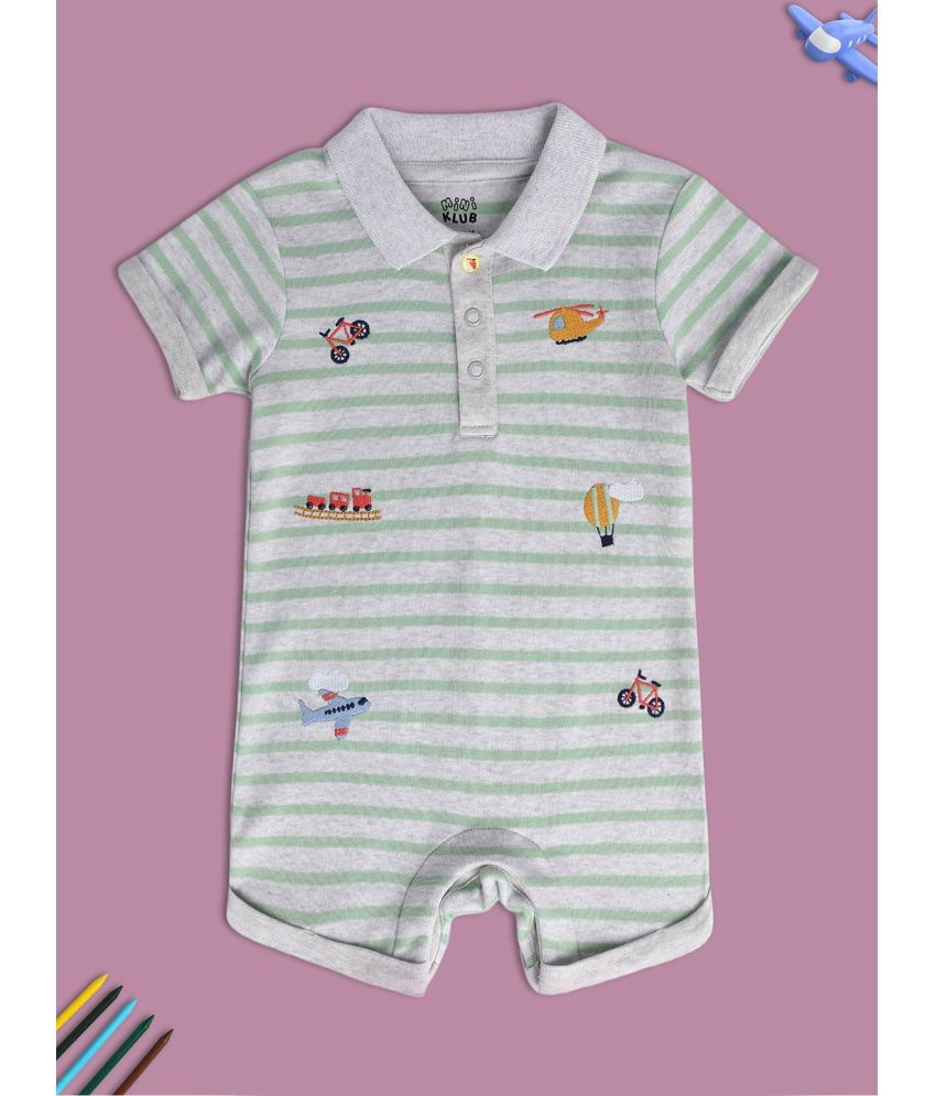    			MINI KLUB Green Cotton Rompers For Baby Boy ( Pack of 1 )