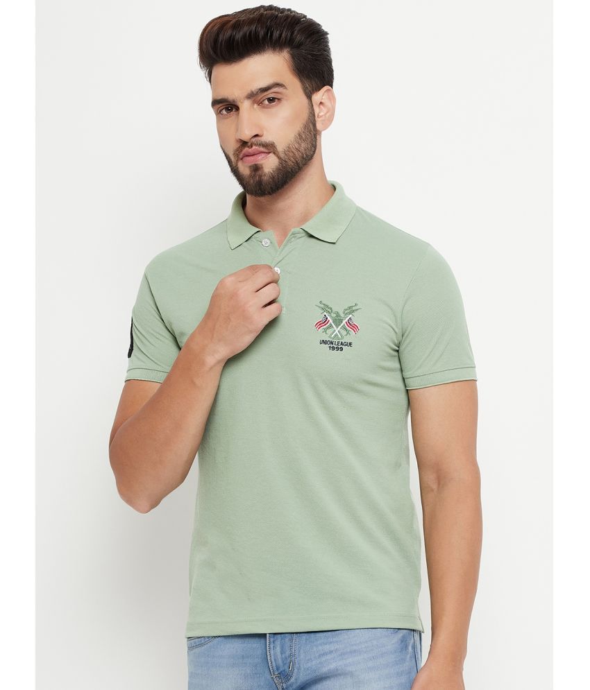     			RELANE Cotton Blend Regular Fit Solid Half Sleeves Men's Polo T Shirt - Sea Green ( Pack of 1 )