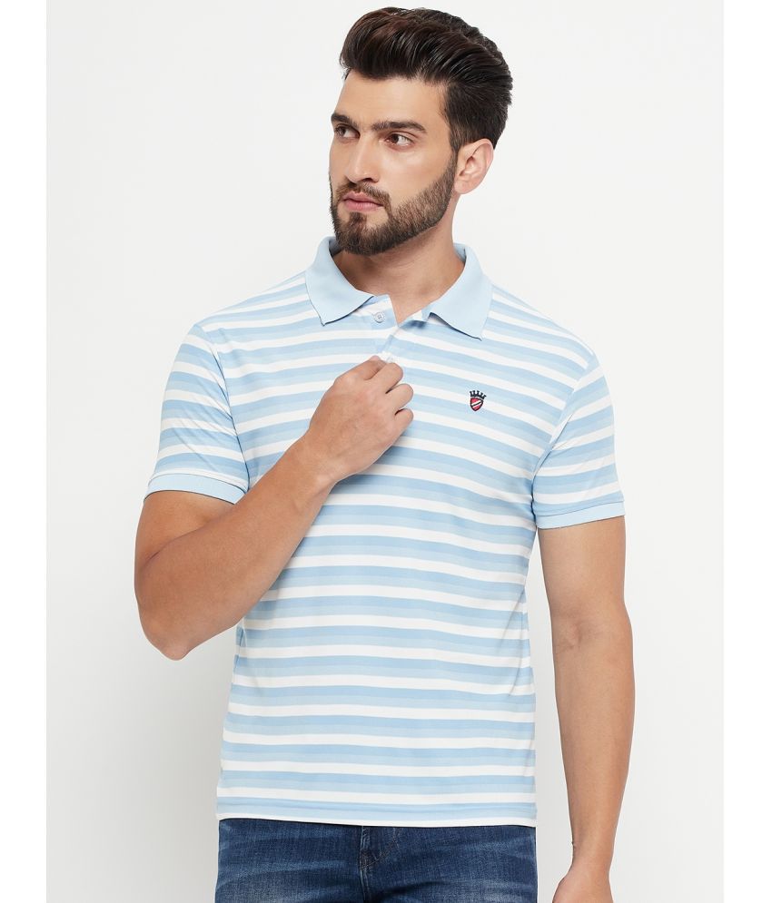     			RELANE Cotton Blend Regular Fit Striped Half Sleeves Men's Polo T Shirt - Sky Blue ( Pack of 1 )