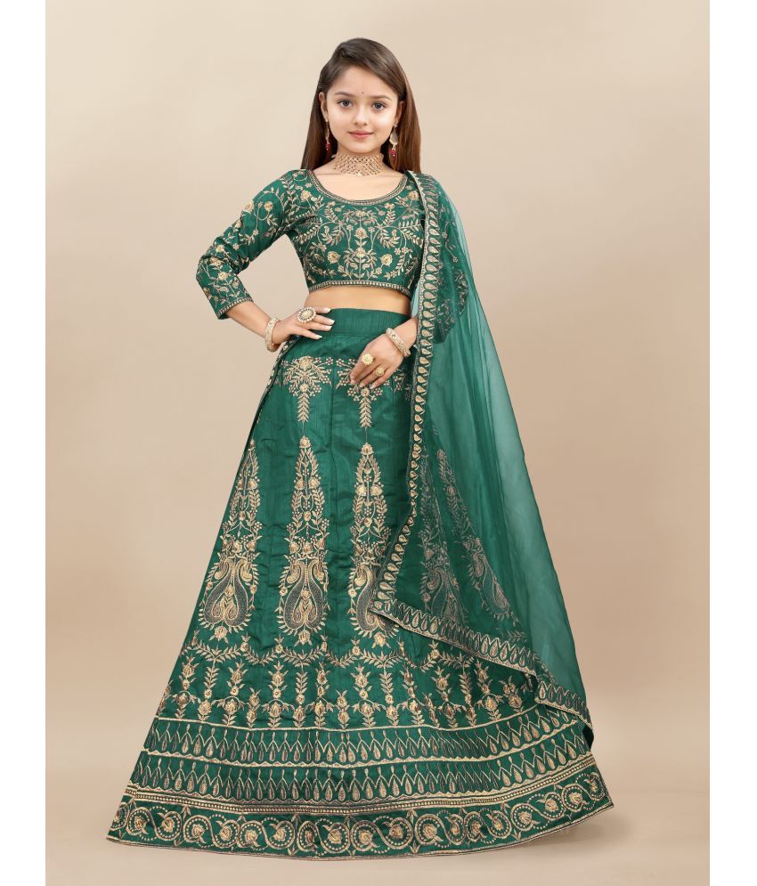     			Aika Silk Lehenga Choli Set For Girls ( Pack of 1 , Green )