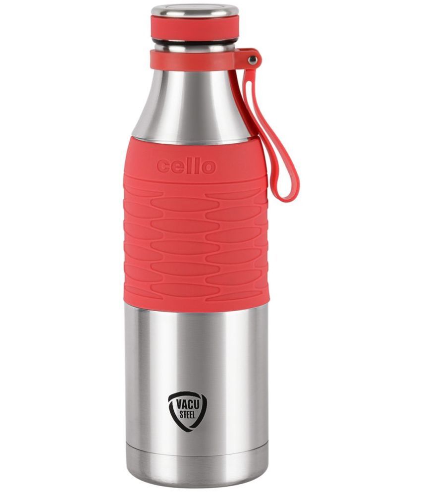     			Cello Gripmax Vacusteel Red Steel Flask ( 600 ml )