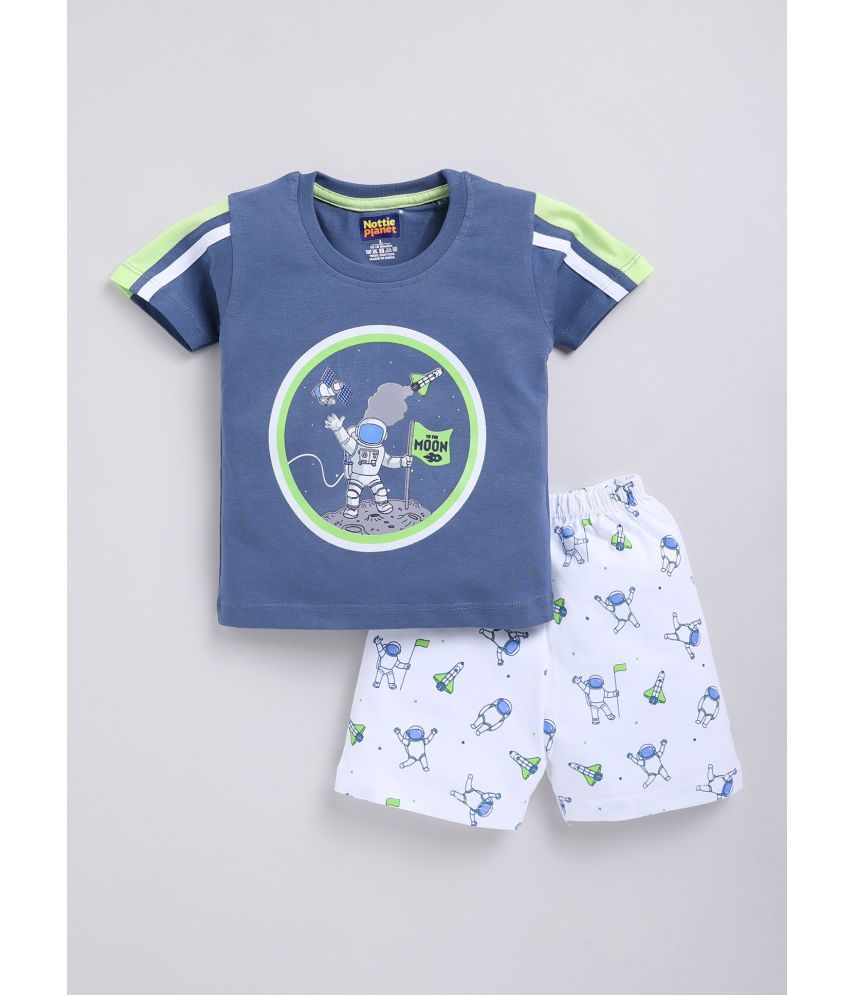     			Nottie planet Blue Cotton Baby Boy Top & Shorts ( Pack of 1 )