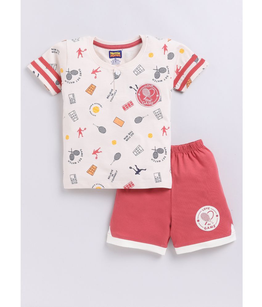     			Nottie planet Brown Cotton Baby Boy Top & Shorts ( Pack of 1 )