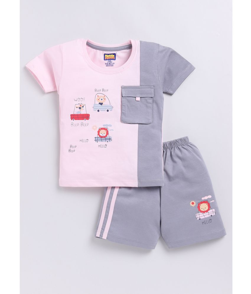     			Nottie planet Gray Cotton Baby Boy Top & Shorts ( Pack of 1 )