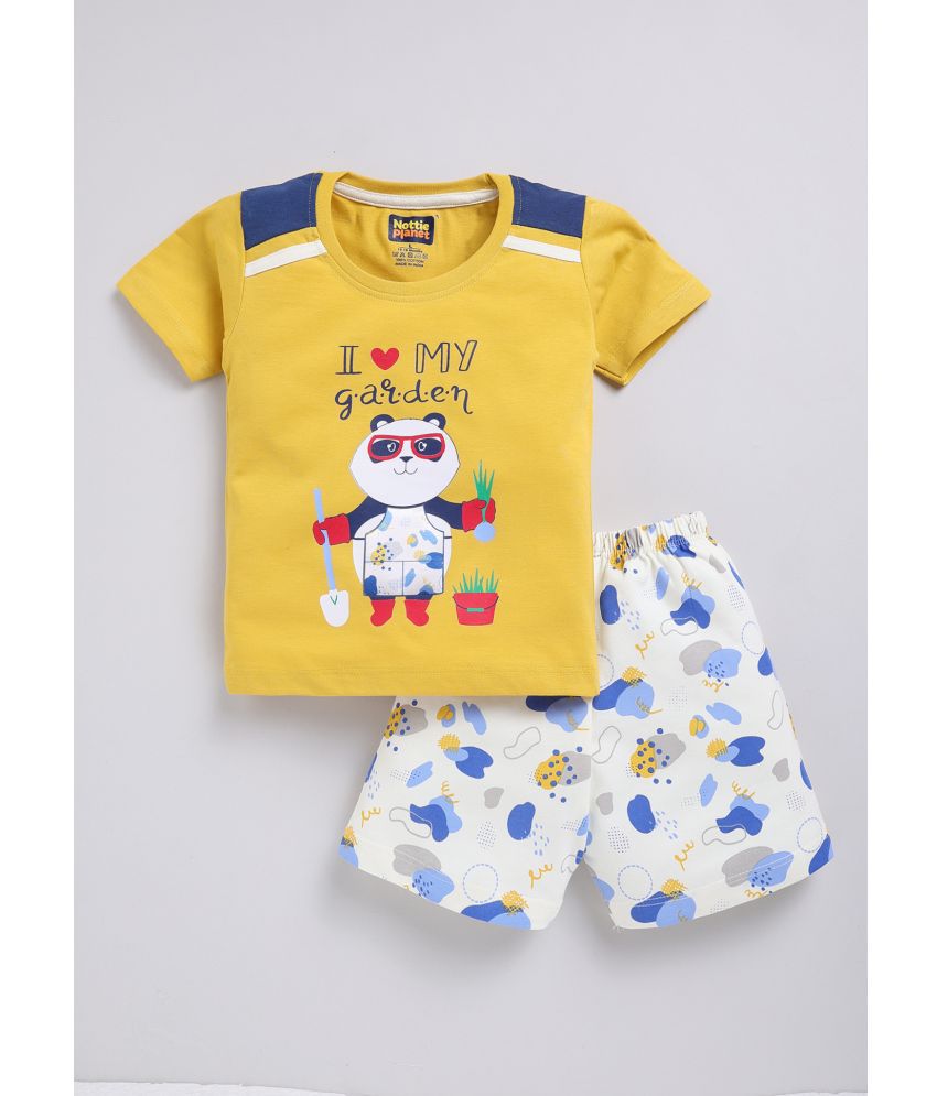     			Nottie planet Mustard Cotton Baby Boy Top & Shorts ( Pack of 1 )