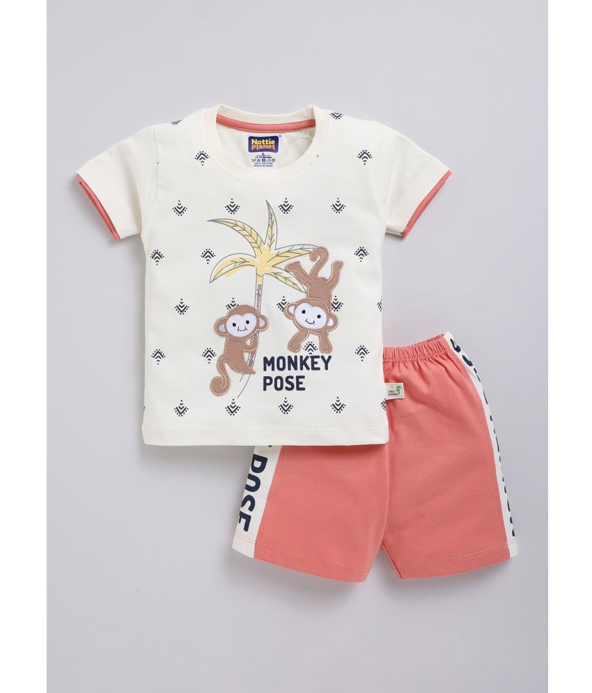     			Nottie planet Red Cotton Baby Boy Top & Shorts ( Pack of 1 )