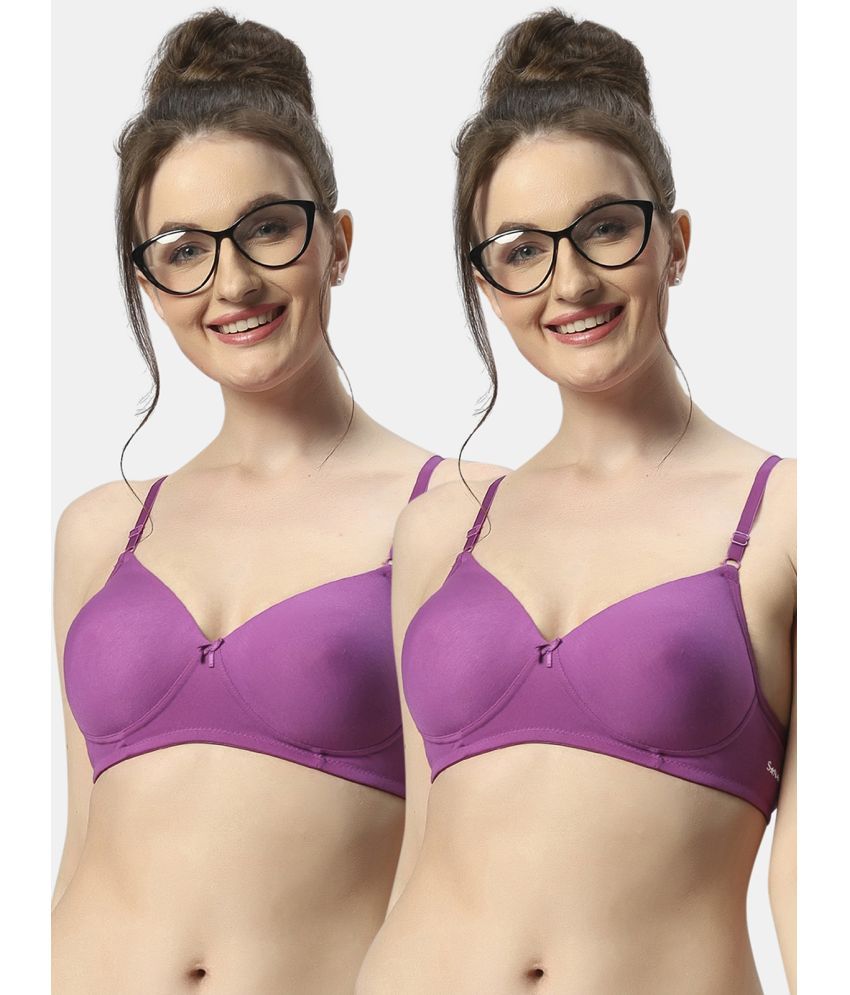     			Sonari Pack of 2 Polyester Women's T-Shirt Bra ( Purple ) 007purplepurple