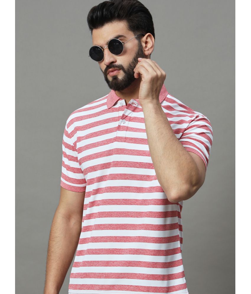     			UNIBERRY Cotton Blend Regular Fit Striped Half Sleeves Men's Polo T Shirt - Peach ( Pack of 1 )