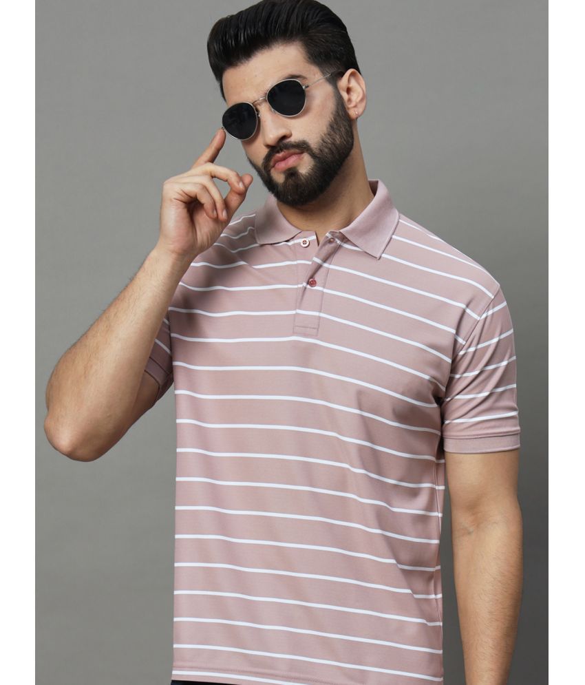    			UNIBERRY Cotton Blend Regular Fit Striped Half Sleeves Men's Polo T Shirt - Pink ( Pack of 1 )