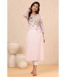 Juniper Rayon Printed Straight Women's Kurti - Pink ( Pack of 1 )