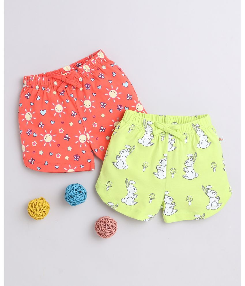     			BUMZEE Coral & Green Girls Shorts Pack Of 2 Age - 18-24 Months