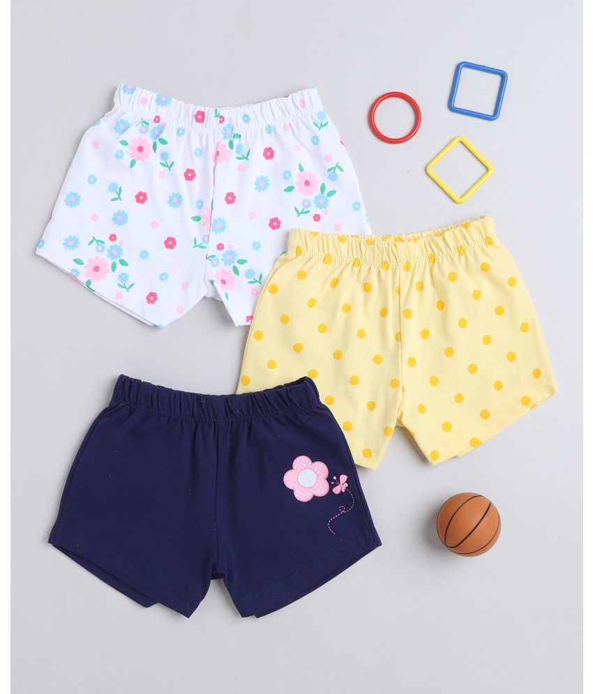     			BUMZEE White & Yellow Girls Shorts Pack Of 3 Age - 12-18 Months