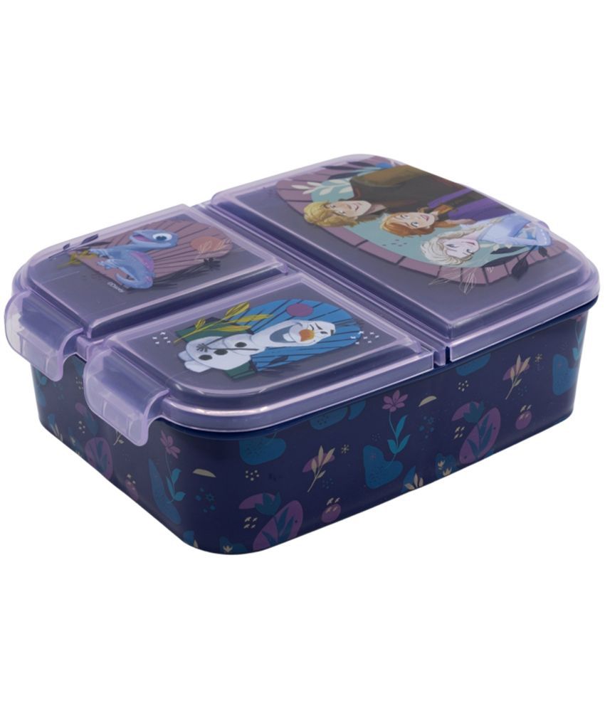     			Gluman Purple Disney Frozen Partition Lunch Box for Kids with Snap Lock Closure - 390ml