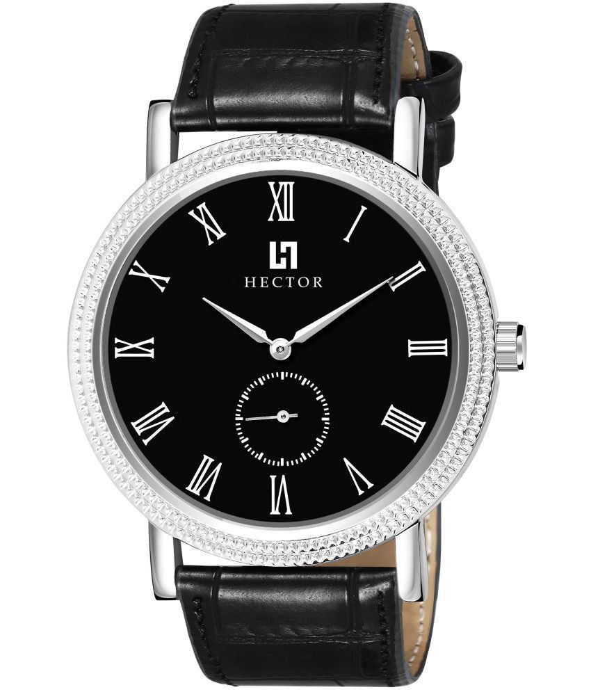     			Hector Black Leather Analog Men's Watch