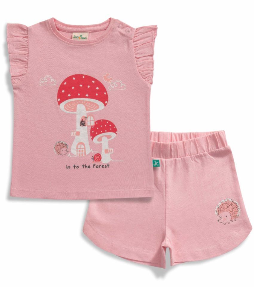     			Juscubs Pink Cotton Girls Top With Shorts ( Pack of 1 )