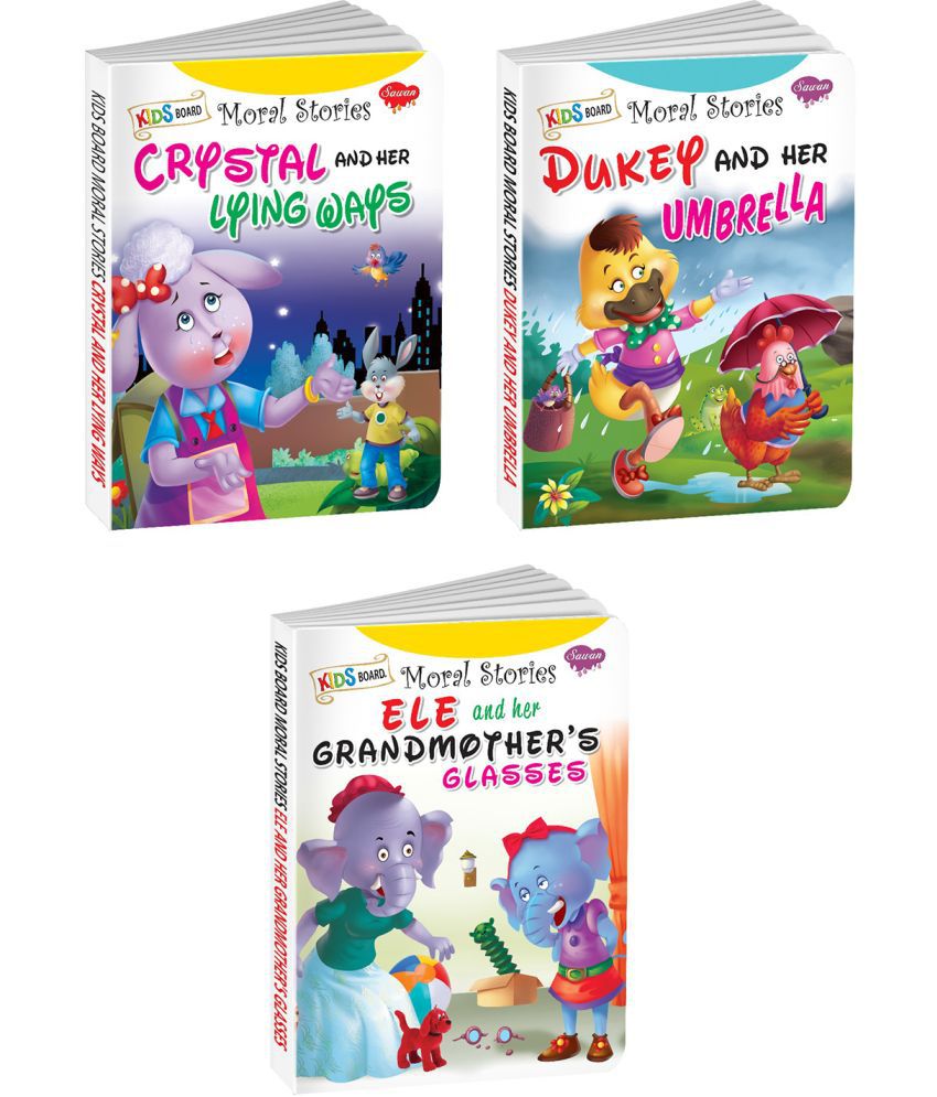     			Kids Board Moral Stories | Crystal And Her Lying Ways, Dukey And Her UmbrellaEle And Her Granmother's Glasses | Sawan Set Of 3 Books (Hardcover, Manoj Publications Editorial Board)