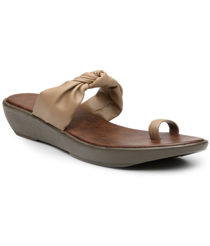     			NATSHUZ Camel Women's Slip On Heels