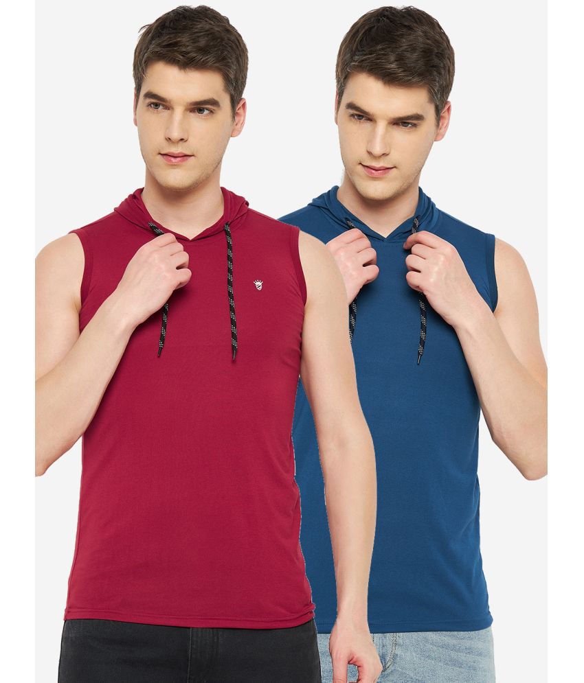     			RELANE Cotton Blend Regular Fit Solid Sleeveless Men's T-Shirt - Light Blue ( Pack of 2 )