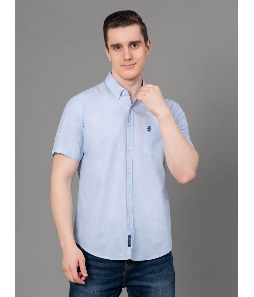     			Red Tape 100% Cotton Regular Fit Solids Half Sleeves Men's Casual Shirt - Blue ( Pack of 1 )