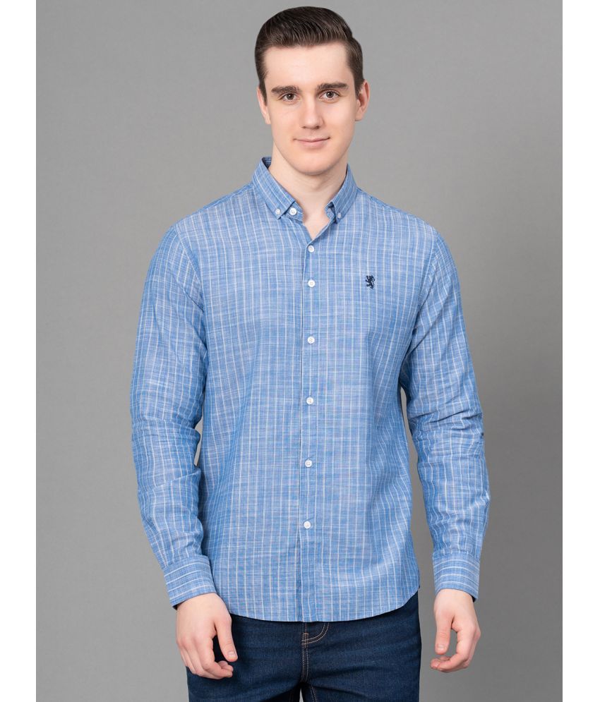     			Red Tape 100% Cotton Regular Fit Striped Full Sleeves Men's Casual Shirt - Blue ( Pack of 1 )