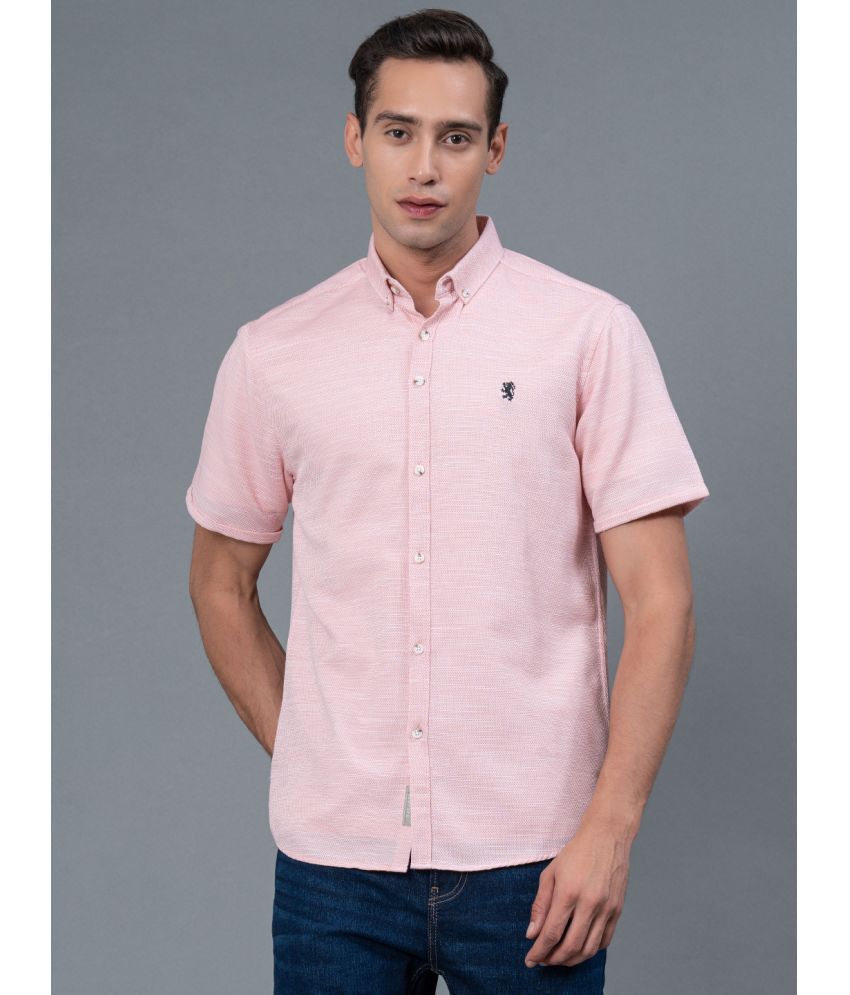     			Red Tape Cotton Blend Regular Fit Solids Half Sleeves Men's Casual Shirt - Pink ( Pack of 1 )