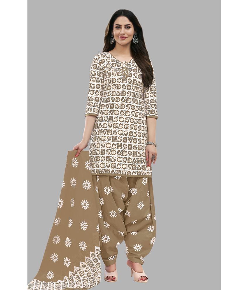     			SIMMU Unstitched Cotton Printed Dress Material - Brown ( Pack of 1 )