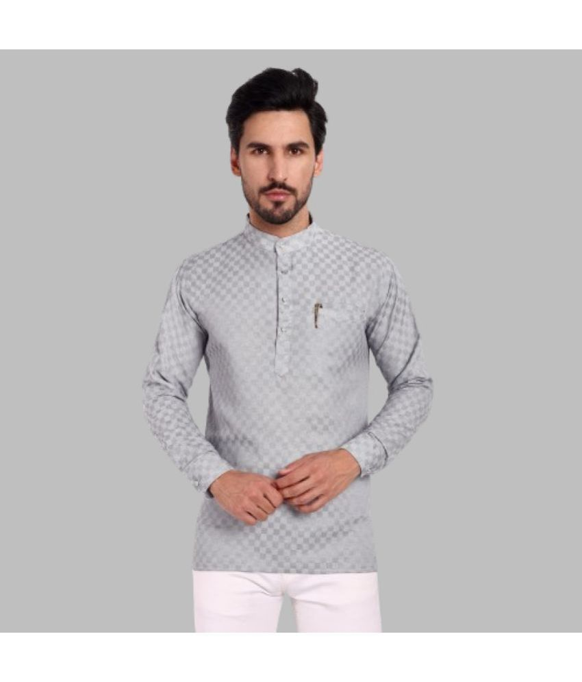     			SWADESHI COLLECTION Grey Cotton Men's Regular Kurta ( Pack of 1 )