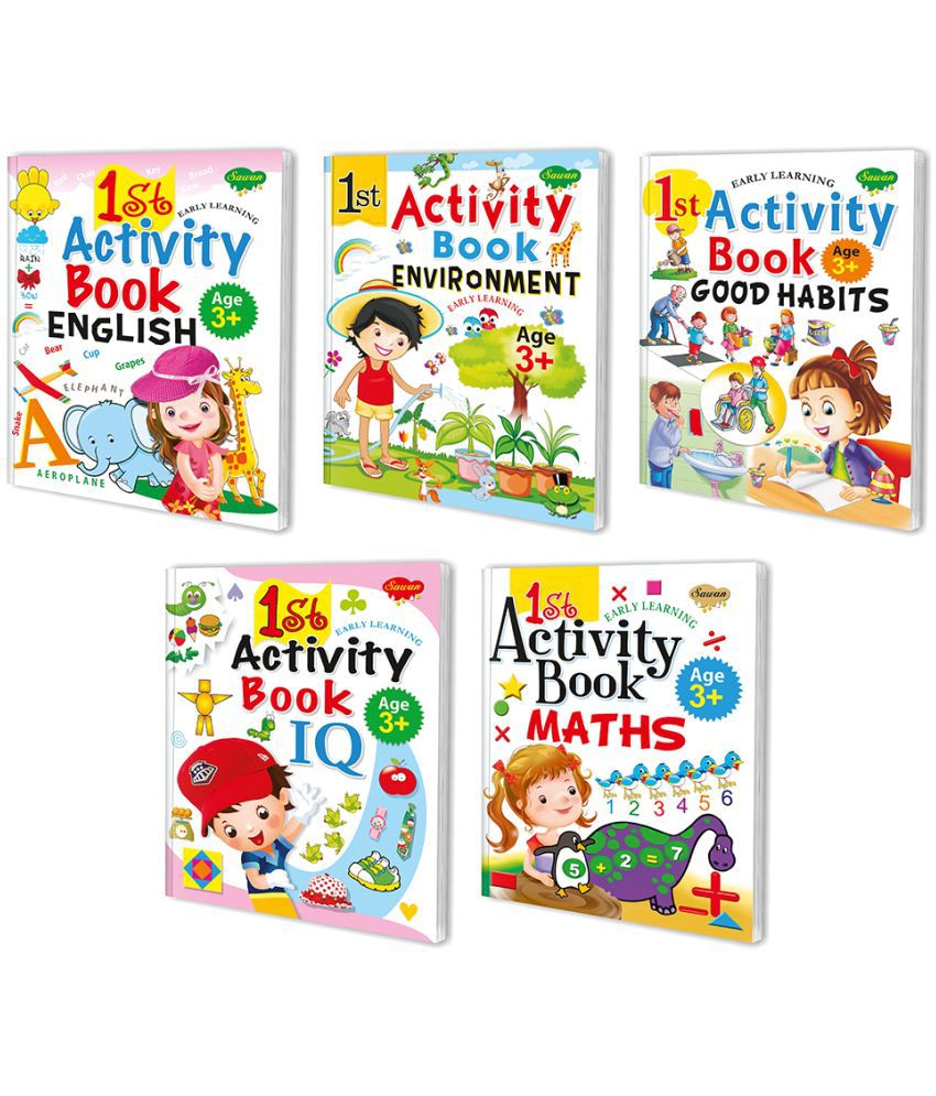     			Set Of 5 Activity Books | 1st Activity For 3+ | Good Habbits, Enviroment, IQ, English & Maths (Perfect Binding, Manoj Publications Editorial Board)