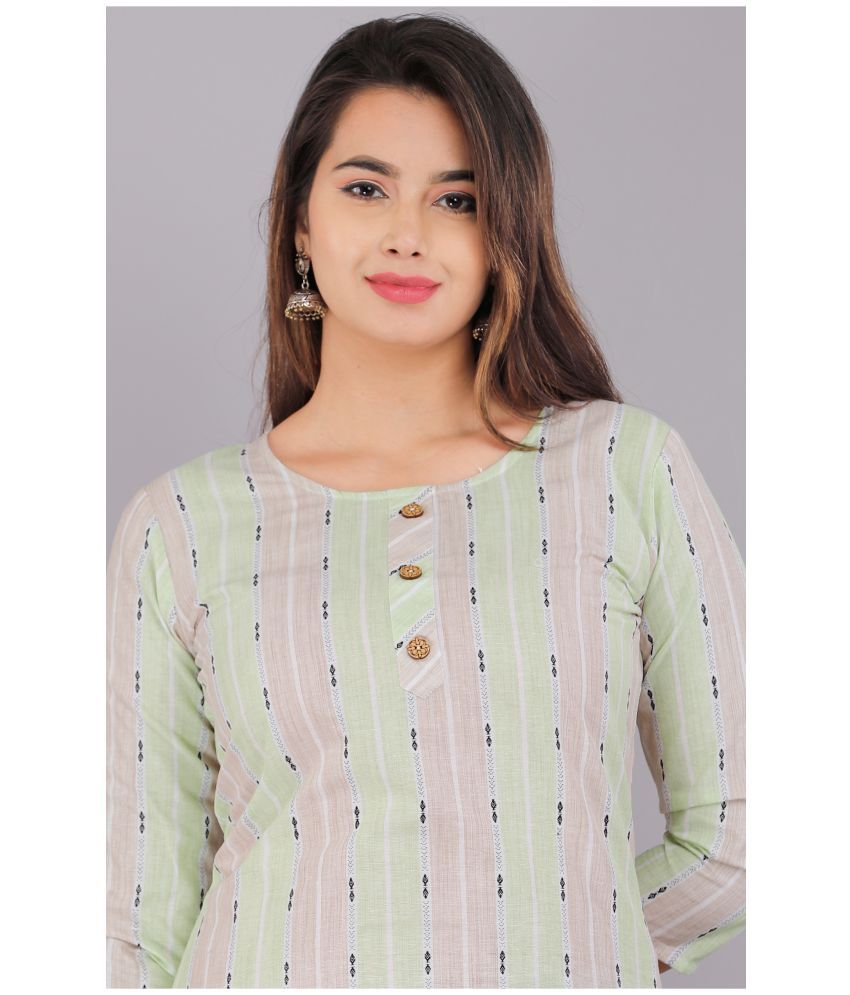     			Vashineh Cotton Striped Straight Women's Kurti - Blue ( Pack of 1 )