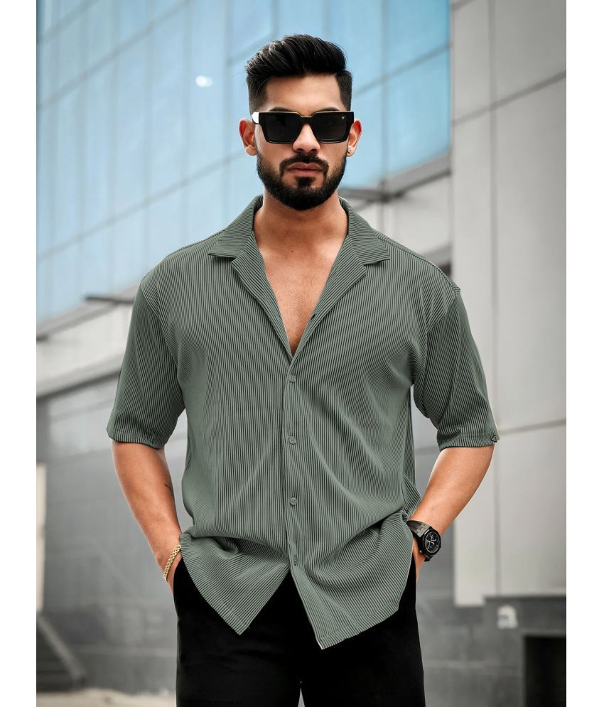     			clafoutis Polyester Regular Fit Self Design Half Sleeves Men's Casual Shirt - Sea Green ( Pack of 1 )