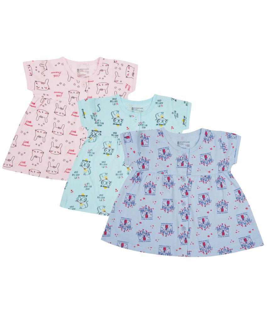     			Bodycare Multicolor Cotton Baby Girl Frock ( Pack of 3 )