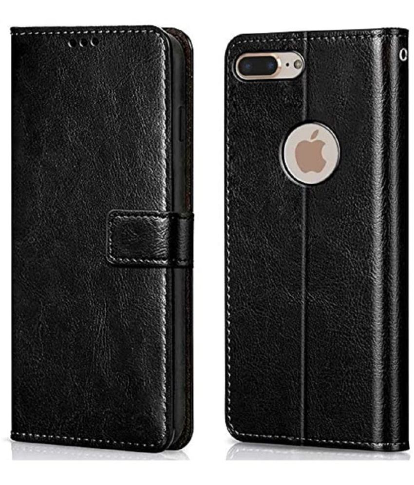     			ClickAway Black Flip Cover Leather Compatible For Apple Iphone 8 Plus ( Pack of 1 )