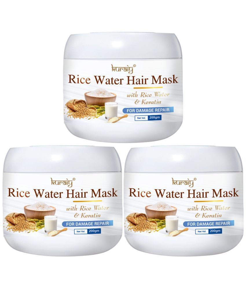     			KURAIY Rice Water Hair Mask With Rice Water & Keratin For Damage Repair 200g Pack Of 3