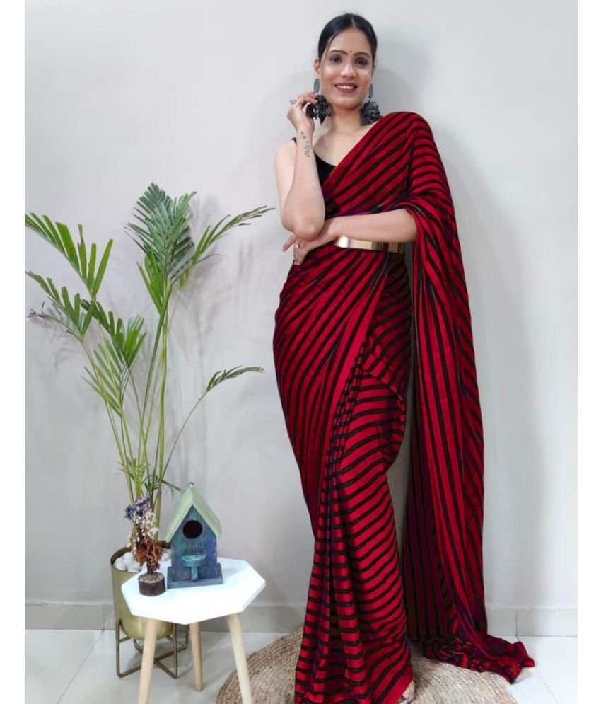     			Samah Georgette Printed Saree With Blouse Piece - Maroon ( Pack of 1 )