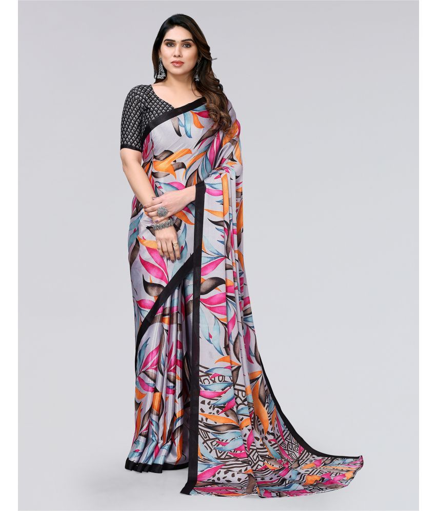     			Samah Silk Blend Printed Saree With Blouse Piece - Multicolor ( Pack of 1 )