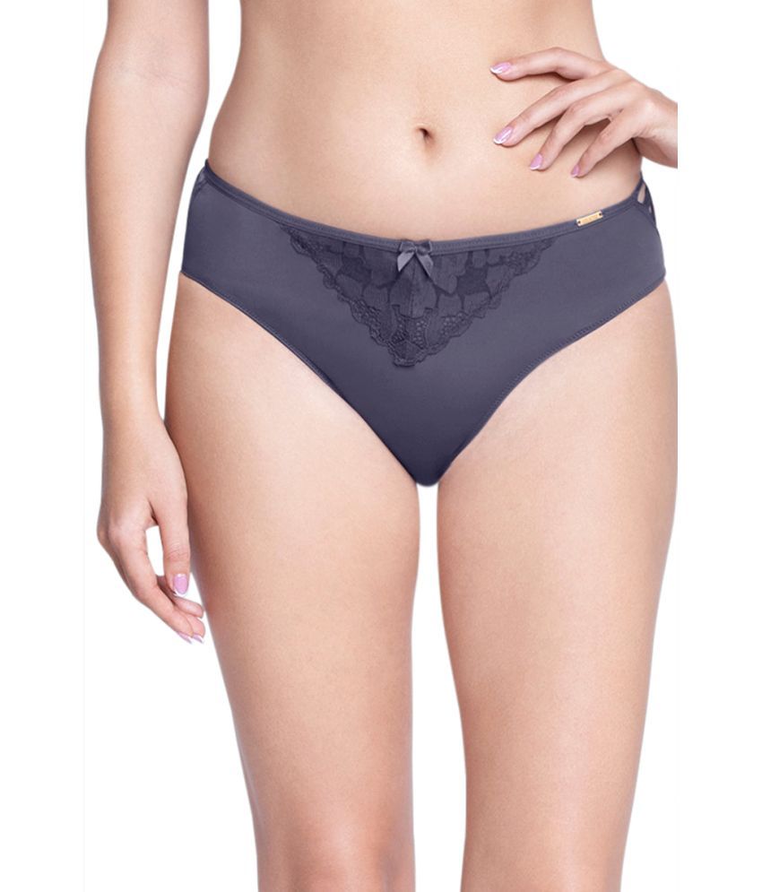     			Amante Dark Grey Nylon Applique Women's Bikini ( Pack of 1 )