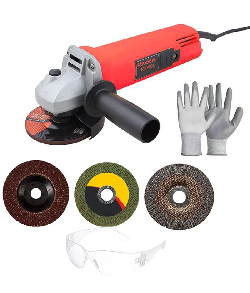     			Atrocitus (6 in1 Kit) Essential Power Tools for DIY Enthusiasts Angle Grinder, Flap Disk, Grinding Wheel, Metal Cutting Blade, Gloves And White Goggles