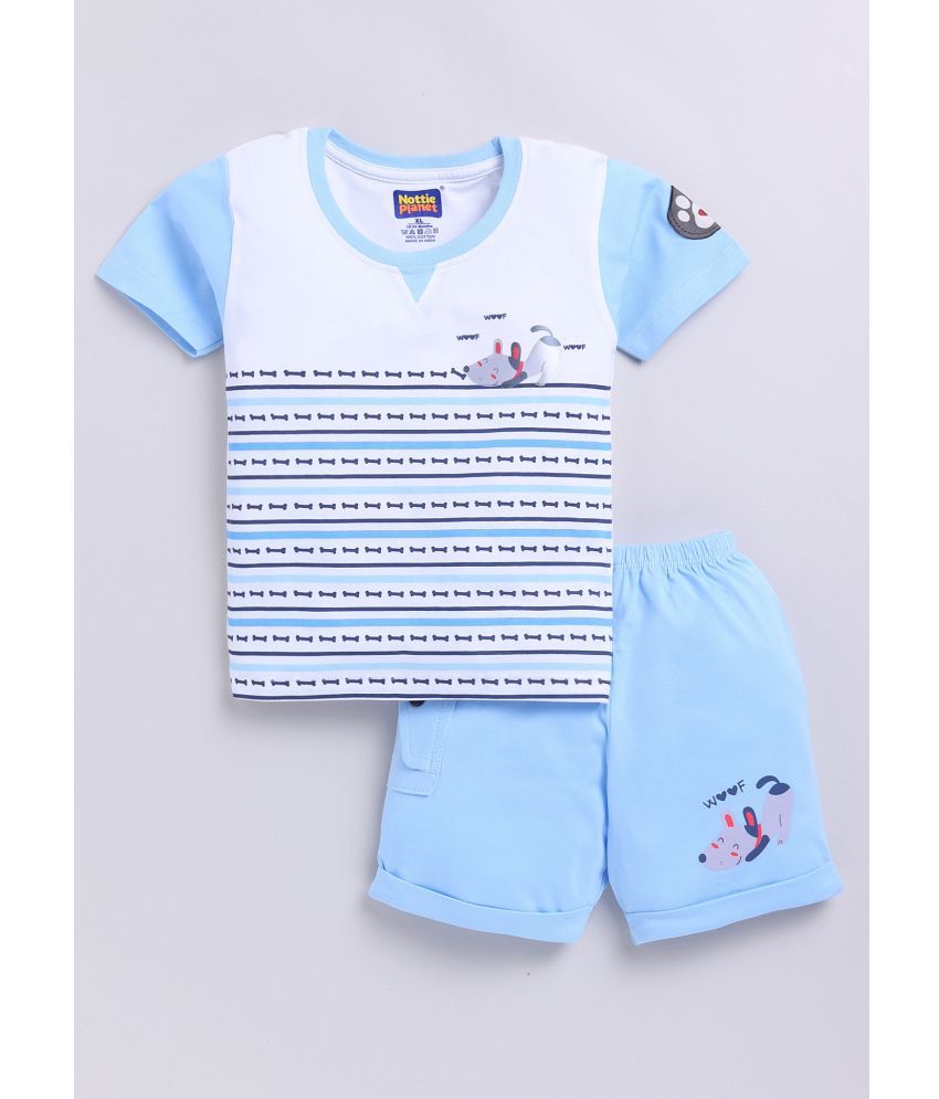     			Nottie planet Blue Cotton Baby Boy Top & Shorts ( Pack of 1 )