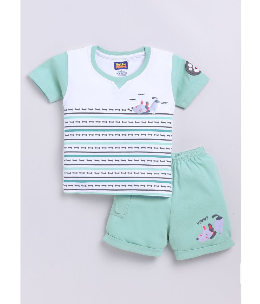     			Nottie planet Green Cotton Baby Boy Top & Shorts ( Pack of 1 )