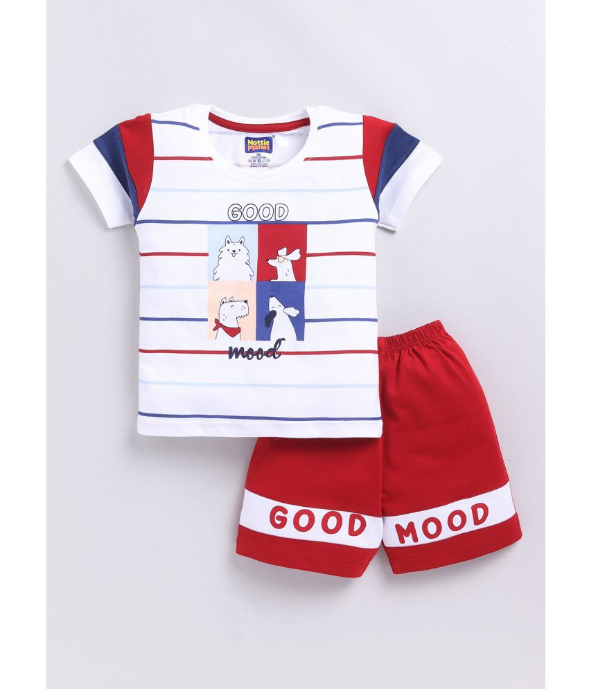     			Nottie planet Red Cotton Baby Boy Top & Shorts ( Pack of 1 )