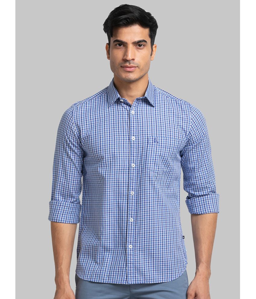     			Parx 100% Cotton Slim Fit Checks Full Sleeves Men's Casual Shirt - Blue ( Pack of 1 )